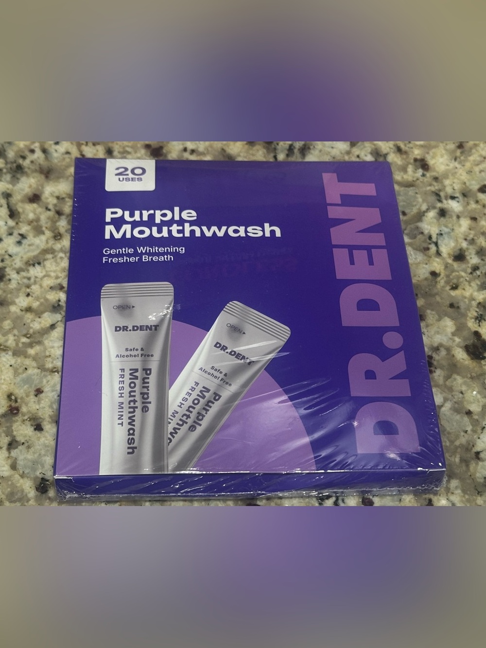 Purple Mouthwash - Sachets 20 Pack - Peroxide-Free - Alcohol Free - Vegan Mint